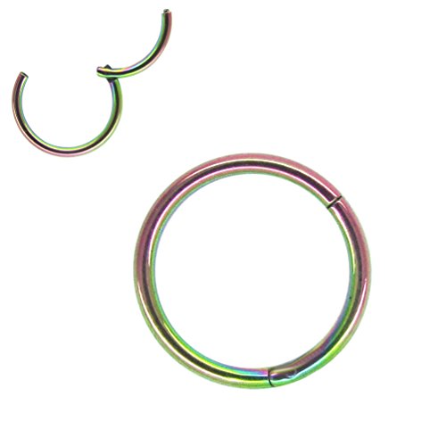 NewkeepsR 18G 13mm Rainbow 316L Steel Nose Hoop Ring Stud Sleeper Earrings Hinged Clicker Seamless Segment Helix Daith Cartilage Lip Piercing