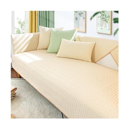 YUMEIGE Fundas de sofá mejoradas – Funda de sofá antideslizante de seda de hielo refrescante, de lujo, color sólido, transpirable, fresco, moderno, emulsión universal, antiarañazos, color beige, 70 x