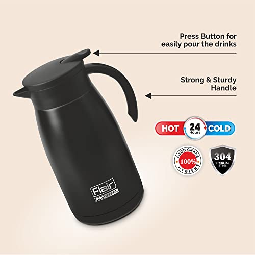 Image of Flair Cafe Vacuum Insulated Steel Kettle 1000 ML (Black)