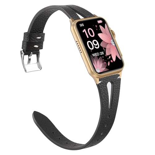 Compatible for FITVII Smart Watch Bands, 18mm, 20mm, 22mm Slim Vintage Leather Strap Replacement...