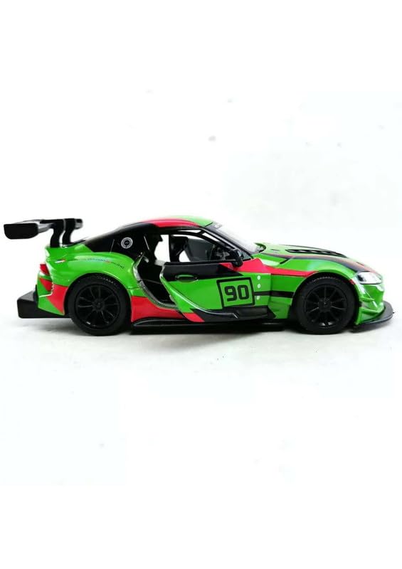 Image of Exquisite 1:36 GR Supra Racing Edition Die-Cast Model Car Toy for Kids - Stunning Metallic Design, Openable Doors, and Pull-Back Action - Perfect Collectible or Gift Racing Green