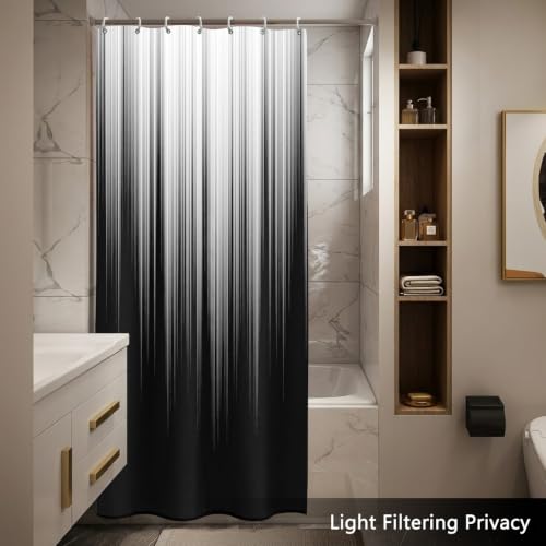 Image of AAtter Black White Gothic Shower Curtain, Small Stall 36x72 Inch, 7 Hooks