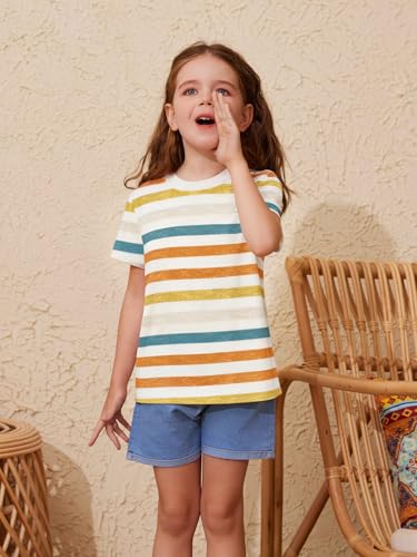 Image of ZDC Girls' Short Sleeve Shirts Kids Crewneck T-Shirts Summer Tops Basic Tees 5-14 Years
