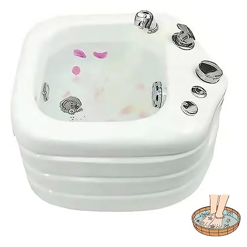 Acrylic Massage Footbath Nail Salon Massage Equipment Hot and Cold Adjustment Heated Foot Spa Pedicure Bowl Bubble Jets & Non-Motorized Rollers for Women and Men (Size : Single Bath)