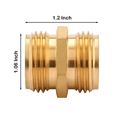 Sanpaint Garden Hose Adapter, Male To Male, 2 Pack 3/4 Inch Brass Connector #TOP2
