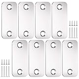 Blulu ドアホールカバープレート 8セット 1インチ x 2-1/4インチ ステンレススチール ドアストライクフィラー プレート ラッチフィラー エントリー時のホームセキュリティを向上 (シルバー)