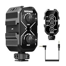 【Record with 2 Microphones】 This small microphone audio mixer can mount two battery powered microphones at the same time via its cold shoes and allow you to achieve professional and flawless audio quality for filming, vlogging, podcast, and interview...
