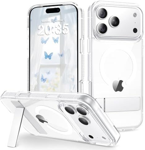 GUAGUA Funda magnética para iPhone 17 Pro con soporte de metal [c...