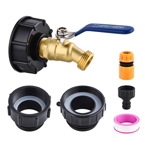 275-330 Gallon IBC Tote Tank Adapter 3-Size IBC Tote Hose Adapter 2.44 Fine 2 Fine and 2 Coarse Thread 3/4 Male NPT Inlet 3/4 Male GHT Solid Brass Hose Faucet Garden Hose Connector