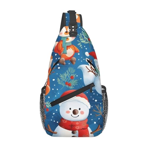Mochila tipo bandolera Christmas Fox Snowman para mujer y hombre miniatura 1