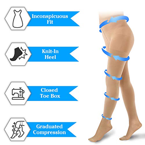 Image of Varicose Veins Compression Pantyhose Stocking 20 30 mmHg Closed Toe Support Hose