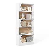 LITTLE TREE 70,8-Zoll Modernes Bücherregal, 5-stufiges freistehendes hohes weißes Bücherregal, großes offenes Bücherregal mit Stauraum, großes Bücherregal für Büro, Zuhause oder Klassenzimmer