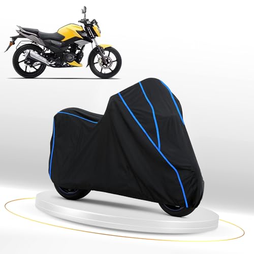 Image of Waterproof Bike Cover for TVS Raider 125 | Heavy Duty Polyester | All-Weather, Dustproof, UV Protection | Triple Stitched Elastic Hem, Snug Fit Black