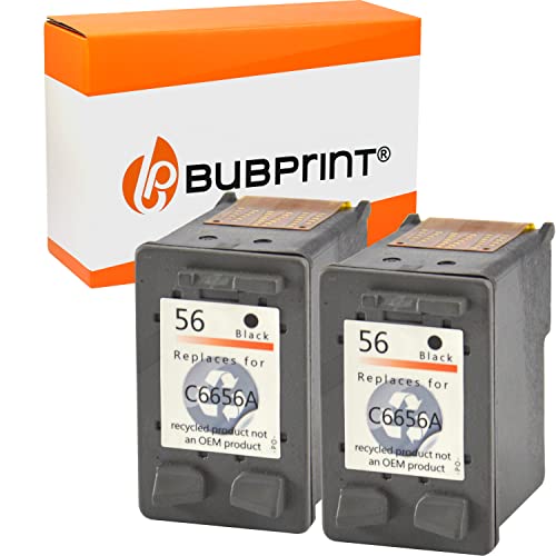 2 Bubprint Cartuchos de Tinta Compatible para HP 56 para DeskJet 5150 5550 5600 5650 5652 OfficeJet 5510 5605Z 5610 5615 PhotoSmart 7760 PSC 1110 1210 1215 1315 1315S 1350 Negro