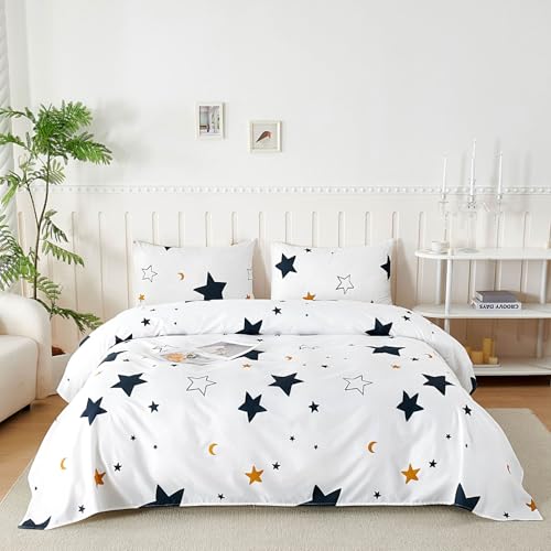 Juego de Sábanas 4 Piezas 180x190/200 cm, Sabanas Cama 180 Microfibra Cepillada Impresión,Sábanas Bajera Ajustable, Sabana Encimera Cama y 2 Funda de Almohada 50x80, Noche Estrellada