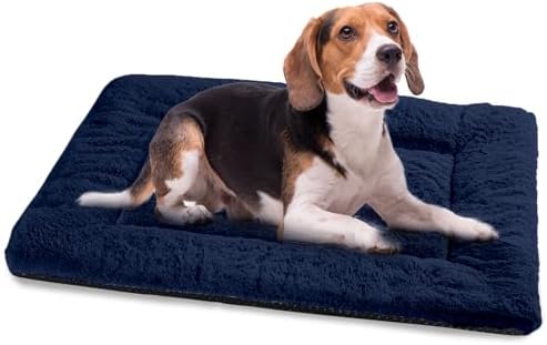 Baodan Hundebett Mittelgroße Hunde, Hundedecke, Hundematte, 90x60cm | Waschbar Hundekissen mit Rutschfeste Unterseite, Flauschiger Stoff, für Kiste & Boden, Marineblau