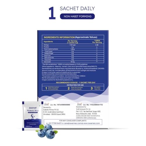 Image of Melatonin Sleep Granules 10mg, Non-Habit Forming Dietary Supplement, Mouth-Melt Granules for Nighttime Relaxation & Rest, Blueberry Flavor, for Men & Women