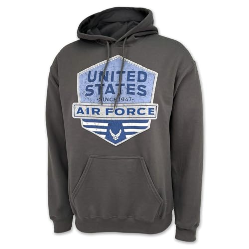 Armed Forces Gear Air Force Distressed Hexagon Shield Hood (Charcoal, XL)