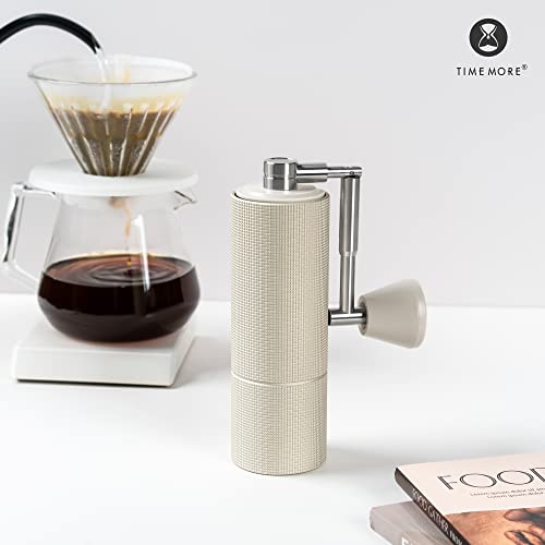 Image of TIMEMORE Exclusive - Chestnut C3 PRO Manual Coffee Grinder with Foldable Handle, Conical Burr Coffee Grinder with Adjustable Setting, Stainless Steel Hand Coffee Grinder for Pour Over Coffee - Beige