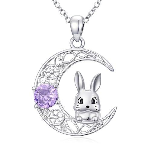 Collier animal en argent sterling 925 avec pendentif lapin et bijoux fins pour femme