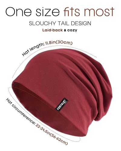 Image of FURTALK Slouchy Beanie for Men Women Breathable Cotton Summer Beanie Unisex Running Sleeping Skull Caps Chemo Headwear