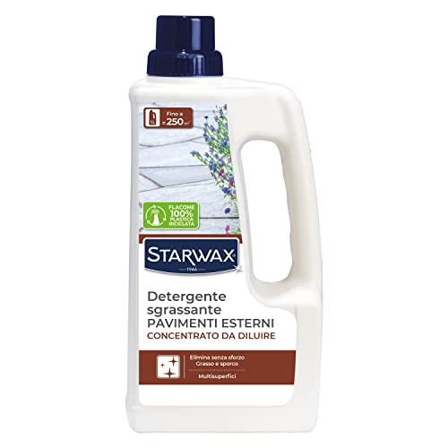 STARWAX - Detergente sgrassante pavimenti esterni - Elimina senza sforzo grasso e sporco - Multisuperfici - Formula concentrata da diluire - Produzione francese - 1L - Fino a 250m²