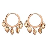 Orecchini pendenti a forma di cuore da donna, ipoallergenici, placcati in oro rosa e argento e Rame, colore: Oro rosa, cod. E19-TEH0586-RG