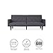 DHP Paxson 79 Inch Futon Sofa Bed, Upholstered Couch Sleeper with Diagonal Tufting, Mid-Century Modern, Dark Gray