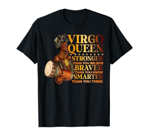 Virgo Queen Zodiac Melanin Black Women Africa Afro Birthday T-Shirt
