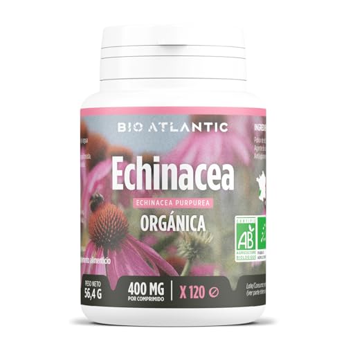 ✿ Echinacea purpurea Orgánica - 1200 mg por dosis diaria - 120 comprimidos - Alta Concentración, Formato Ahorro, Premium y Vegetal