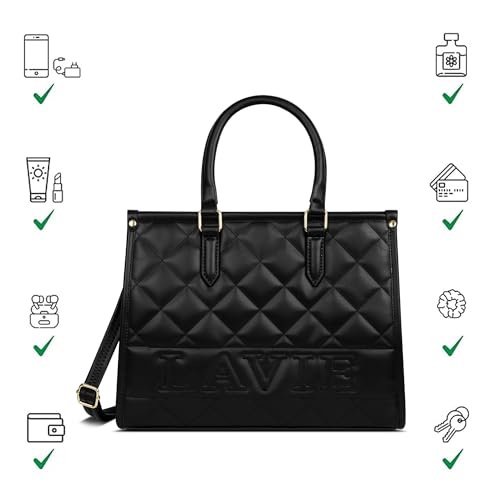 Image of Lavie Women's Quilt Jessa Box Satchel Bag | Satchel Handbag for Work | Ladies Purse | Stylish Shoulder Bag | Gift for Women