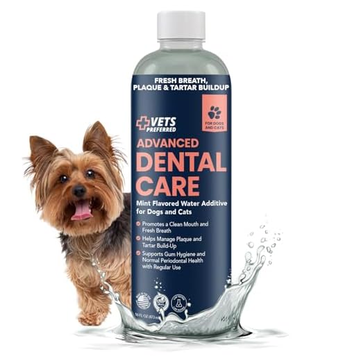 Vets Preferred Oral Care Water Additive for Dogs - Healthy Mouth Dog Breath Freshener Mouthwash - Fights Bad Breath, Removes Plaque and Tartar - Prevents Gum Disease - Mild Mint Flavor