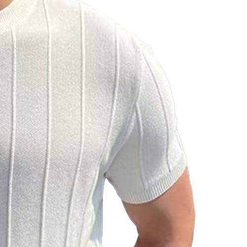 Men Round Neck Straight Pullover Tops Classic Short Sleeve Knit Sweater Summer Classic Comfortable Knitted Tees4