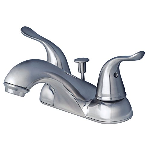 Builders Shoppe 2021BN Two Handle Centerset Lavatory Faucet with Pop-Up Drain Brushed Nickel Finish