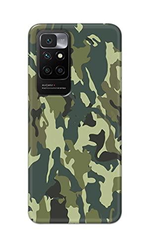 Image of Printed Hard Back Cover Case for Mi Redmi 10 Prime Back Cover (Green Army Camouflage) -1803