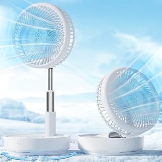 Primevolve Ventilateur Oscillant Portable Réglable en Hauteur Avec Télécommande - Pliable, 4 Vitesses, USB Sans Fil pour Chambre, Bureau, Voyage - Blanc 7,7"