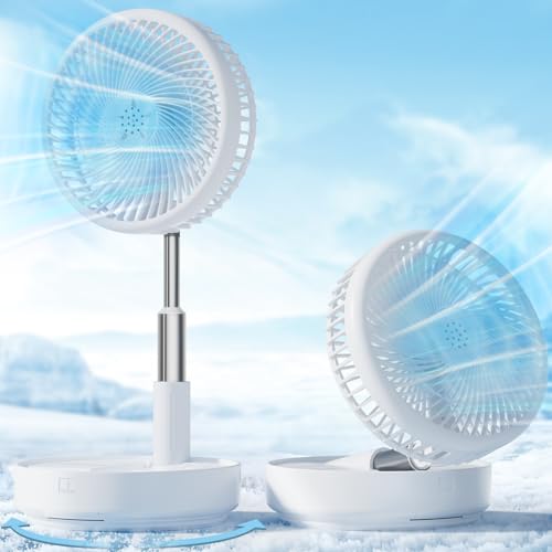 Primevolve Ventilateur Oscillant Portable Réglable en Hauteur Avec Télécommande - Pliable, 4 Vitesses, USB Sans Fil pour Chambre, Bureau, Voyage - Blanc 7,7
