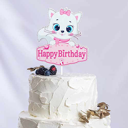 Cat Birthday Cake Topper - Cartoon Kitten Meow Party Glitter Cat Cake Topper Supplies - Princess Girl Birthday Party Decoration by LHCING - Image 2