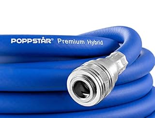 Poppstar Tubo per aria compressa attacco rapido 5 metri (PVC ibrido con tessuto, raccordo rapido) tubo compressore aria 20 bar, blu