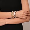 YANCHUN Chunky Silver Bangles Stackable Bracelets for Women Non Tarnish Gold Pearl Bracelet Stack Trendy Jewelry Gifts #2