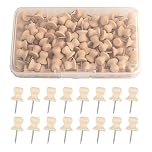 Wood Drawing Push Pins for Cork Board 80 Pcs Wooden Thumb Tacks Pins for Pinboard Push Pin Notice Bulletin Board Walls