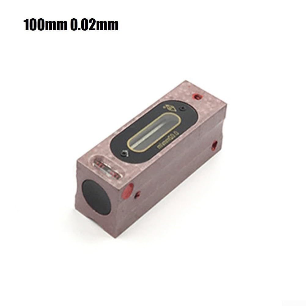 Livella a bolla di precisione per ingegneri, con 2 fiale, righello con bordo dritto e custodia in legno per riporre oggetti (100 mm)