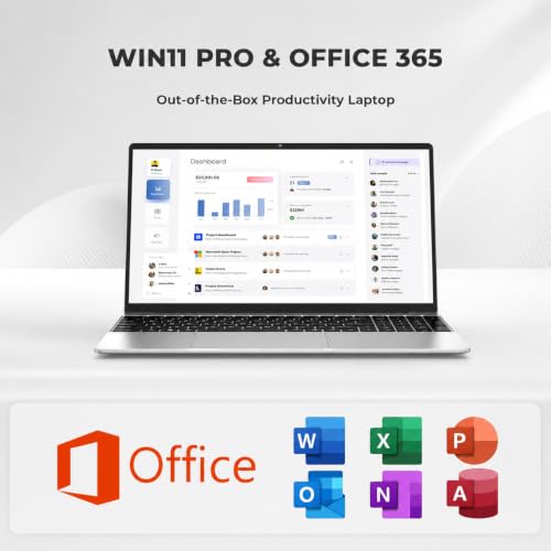 Image of 15.6 inch FHD Business Laptop with Office 365 Windows 11 Pro 16GB RAM 512GB SSD