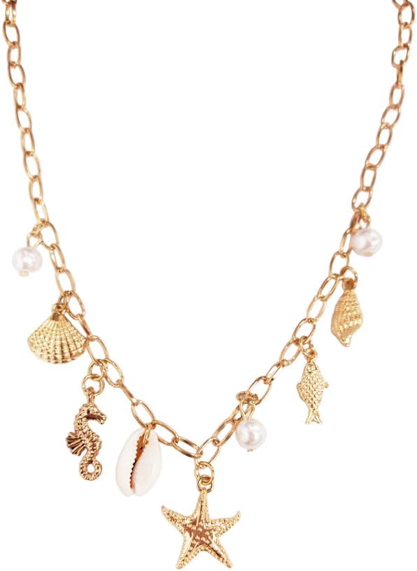 OIDIMS GoldTone Starfish Charm Necklace Women Trendy Boho Vacation