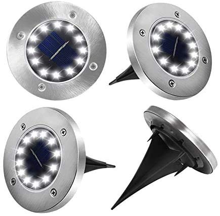 set 8 spot Lampe JARDIN étanche Lumière Solaire Extérieur sensitive charge solaire 16 led froid sans fil 8000K décoration chemin terrasse balcon patio Polycristallin 2v Capteur de lumière intégré