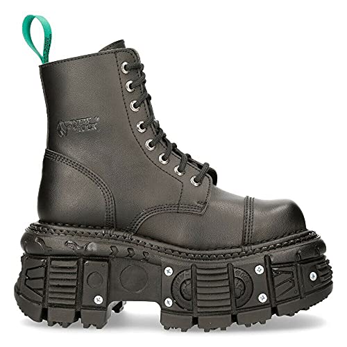 New Rock Women's BOOTS TANKMILI083C-V2 VEGAN Leather Combat Black Platform Biker Goth Punk Shoes3