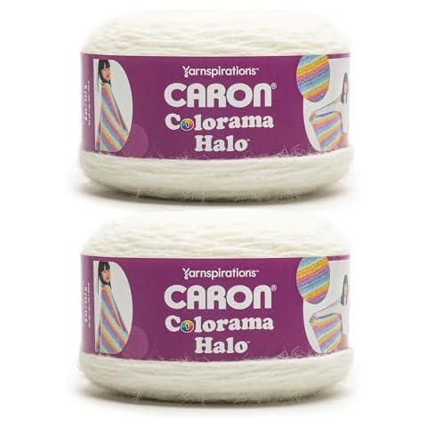 Caron Colorama Halo Striped - 2 pack of 481 Yards/8 oz Cream 71% Acrylic 18% Nylon 11% Polyester Yarn Cover