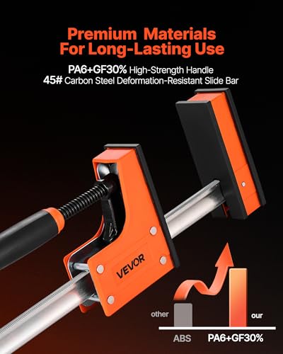 Image of VEVOR Bar Clamps for Woodworking, 2-Pack 24 inch Parallel Clamp Set, F-Clamp with 1500 lbs Load Limit, Even Pressure, High-strength Plastic and Carbon Steel, for Woodworking Metal Working, Orange