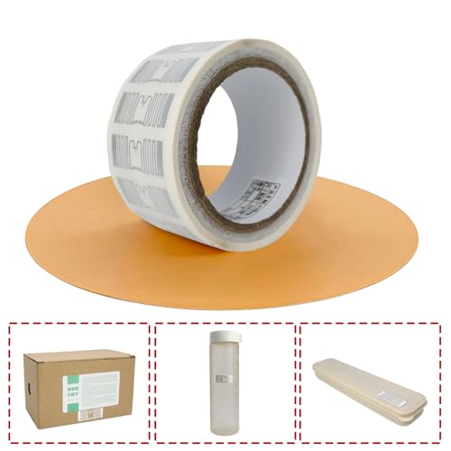 Image of UHF RFID Tag Sticker, 100PCS 860~960MHz Security Tags Long Range Distance ISO /IEC 18000-6C 96 Bits for Retail Anti-Theft Antenna Systems (Small RFID Sticker)