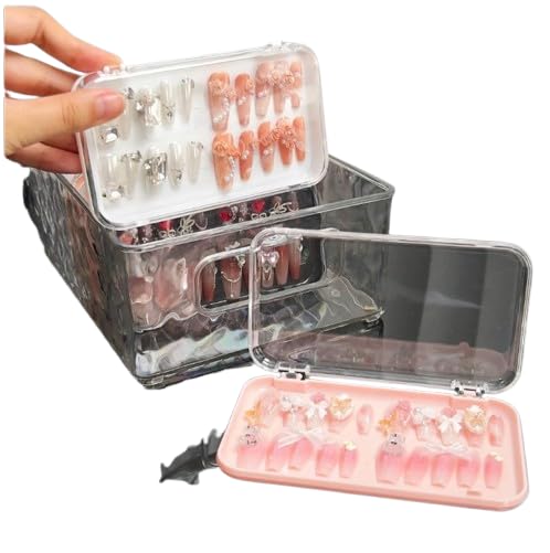 NPAH Press On Nail Storage Box (Pack of 3) | Reusable Nail Organizer Case with Clear Lid | Travel-Friendly Empty Container for Fake Nails, Nail Art Accessories & Jewelry | Random Colors Sent-image-25